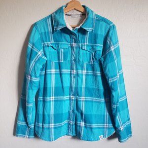 Roxy Soft Fleece Lined Flannel Top Blue Size M